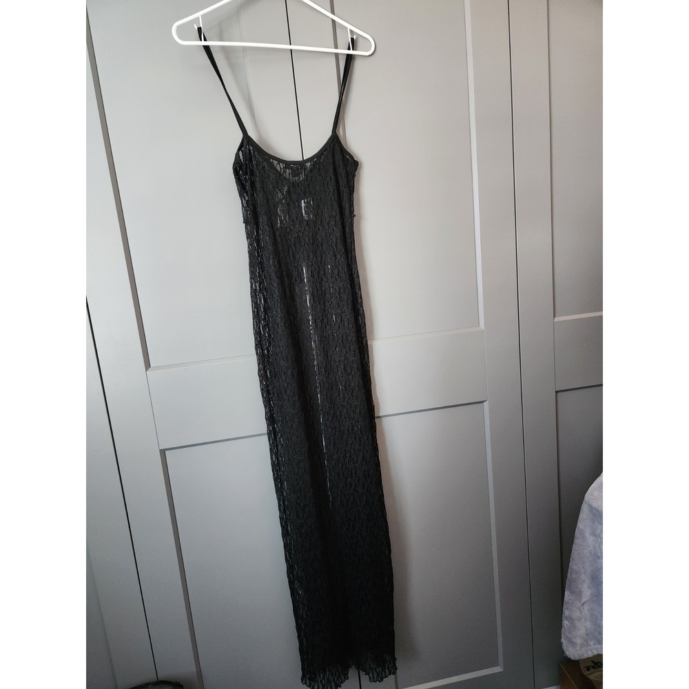 New $78 Nasty Gal Maxi Lace Cami Black Top S Festival Sheer Dress Party NWT - Picture 8 of 10